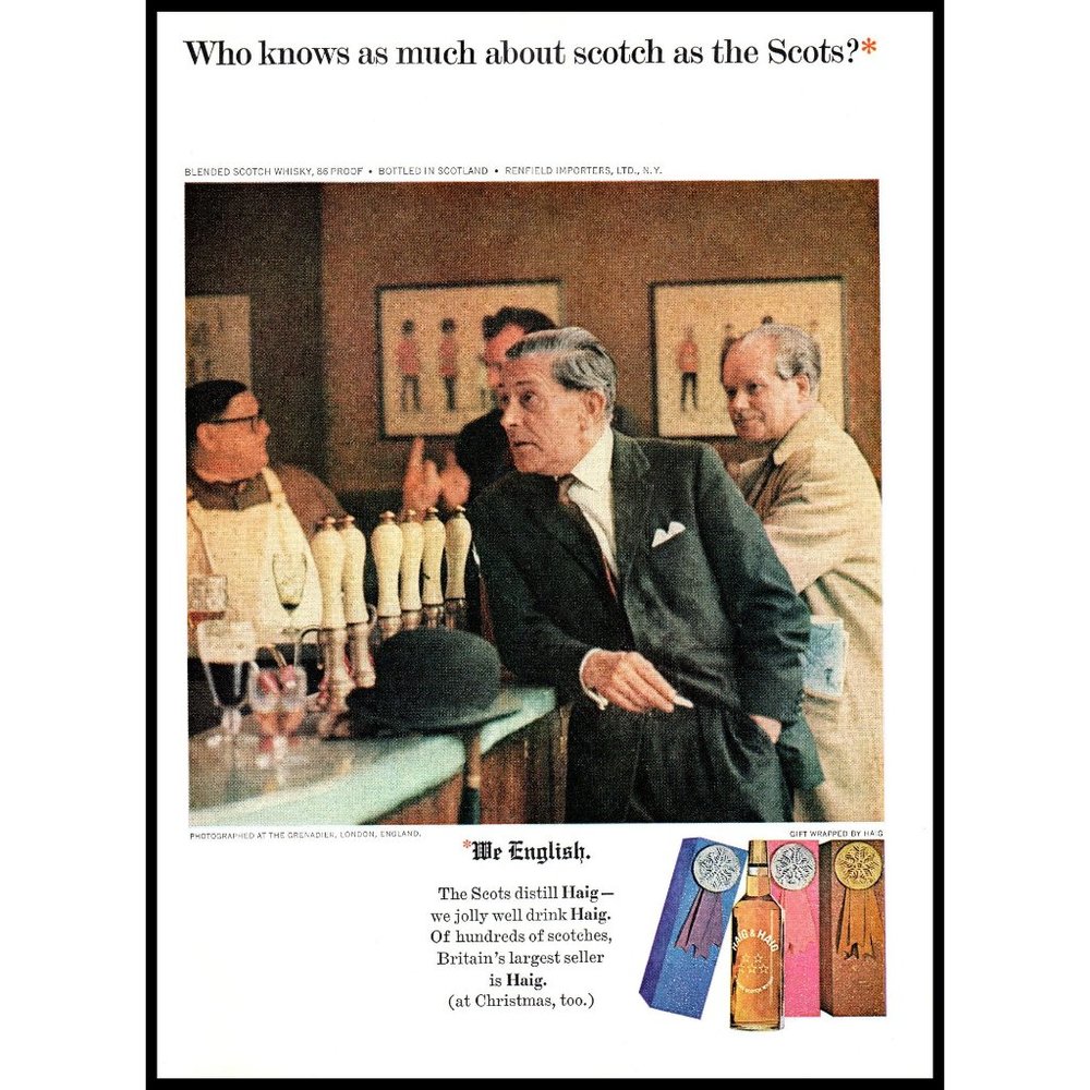 1965 Haig and Haig Scotch Whisky Vintage Print Ad Business Suit Bar Taps Photo